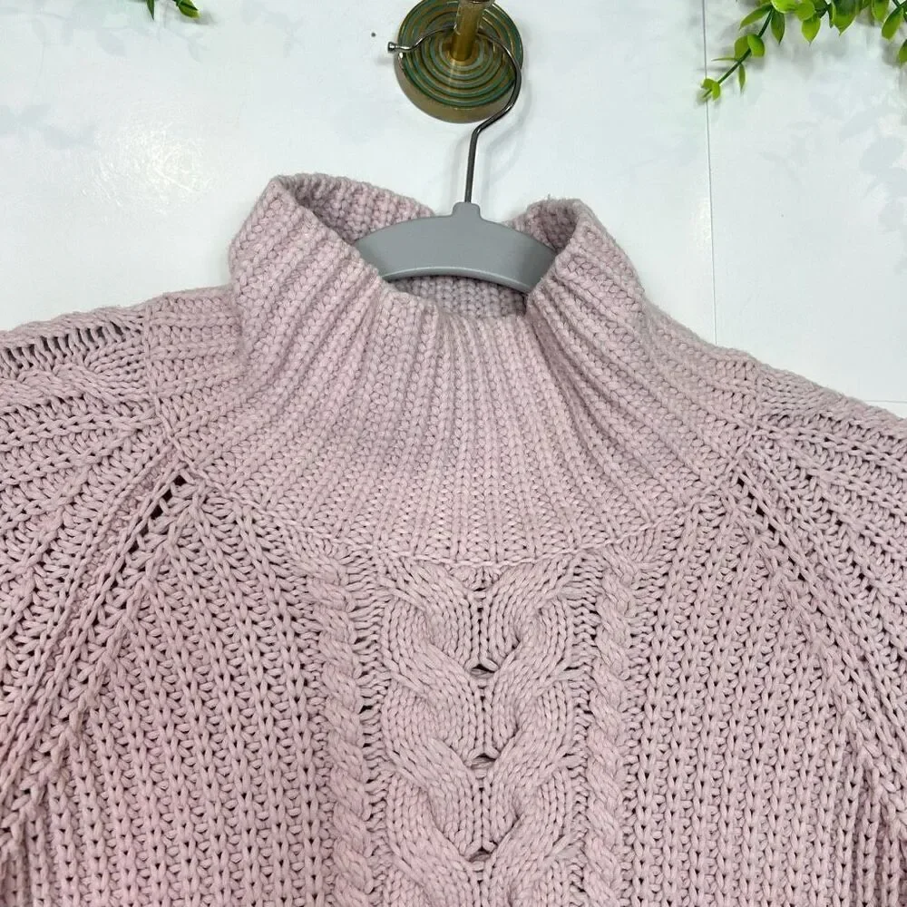 Lululemon Sweater Bring The Cozy Turtleneck Misty Pink Thick Cotton Cableknit 4
